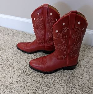Justin Girls Size 2 Red Cowgirl Boots